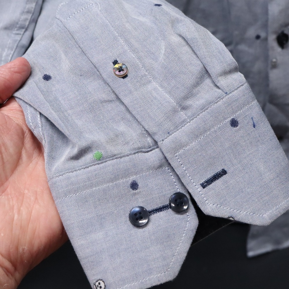 Visconti Black Men's Button Up Blue Long Sleeve Shirt Sz XXL 2X Skull Design - Picture 5 of 10